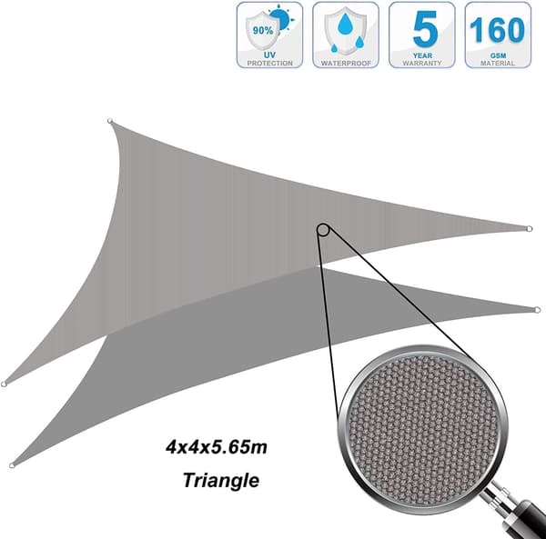 Trekant Skyggeseil 4x4x5.7m Vanntett og UV-bestandig, Egnet