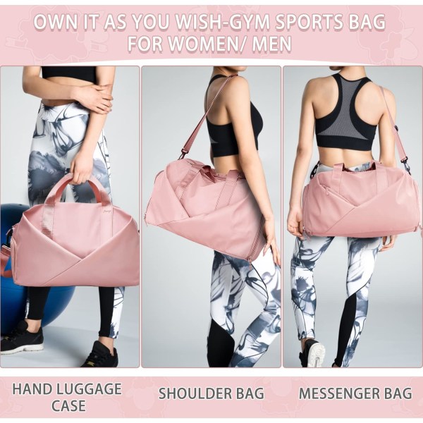 #Large Duffle Bag (rosa) våt og tørr treningsveske for kvinner med sko Com#