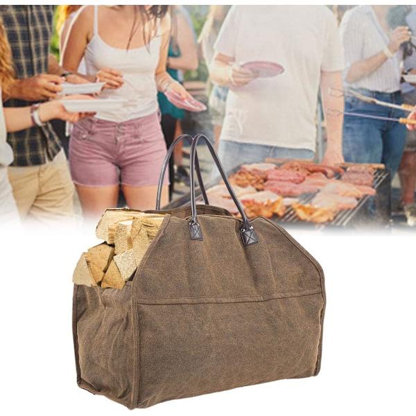 ##/Bærbar Canvas Indkøbspose Brændeopbevaring Organizer Pejs Adgang##/