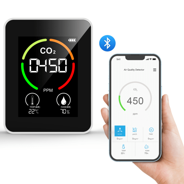 Bärbar luftkvalitetsdetektor Multifunktionell digital koldiox