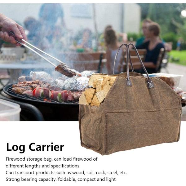 ##/Bærbar Canvas Indkøbspose Brændeopbevaring Organizer Pejs Adgang##/