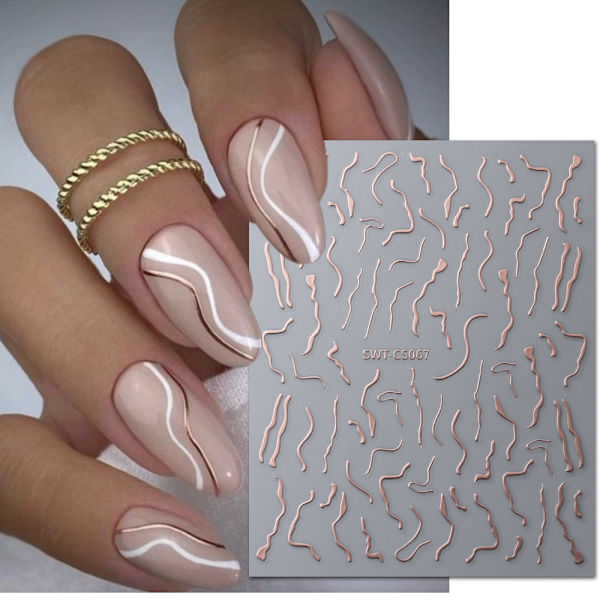 ##/10 Aurora Line Nagelklistermärken - Roséguld Självhäftande Nagelklistermärken##/
