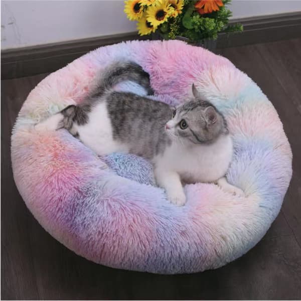 Katt og Hund Seng Runde Luksus Kjæledyr Donut Pute Vaskbar og