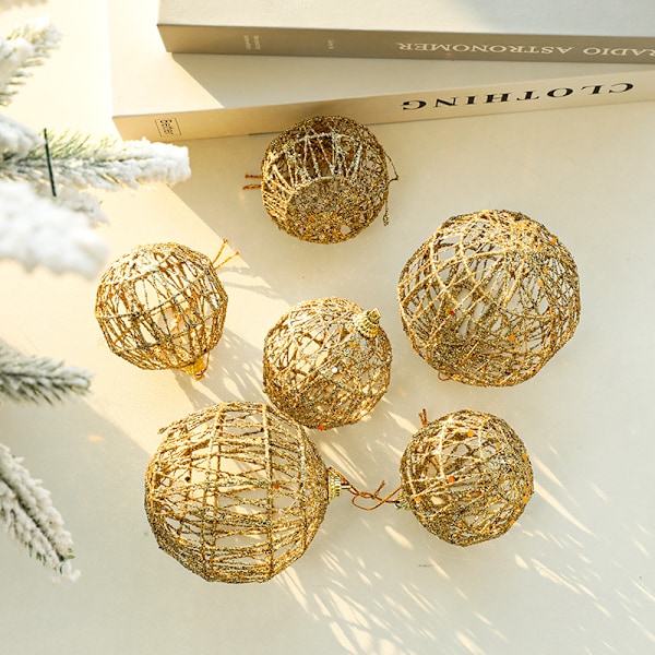 Julgransdekoration guldboll ornament 8 cm/3 stycken