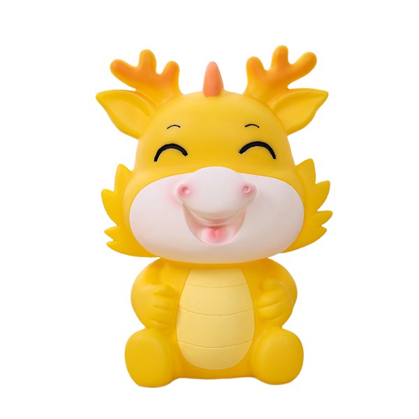 ##/Kreativ tegneserie dyr gul sparegris, smilende##/