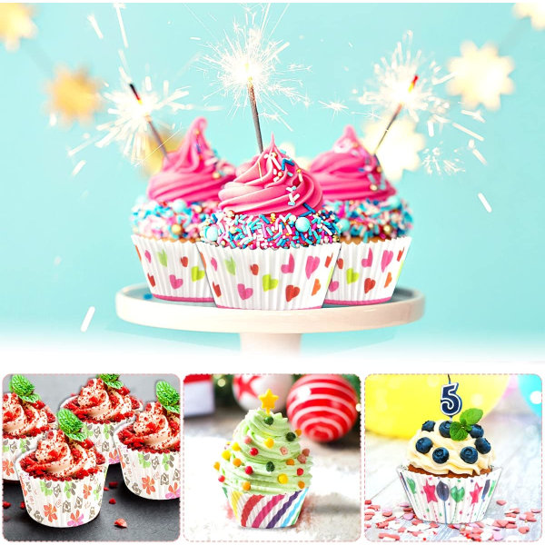 600 Stykker Bagepapir Ikke-Klistrende Bageforme, Regnbue Cupcake