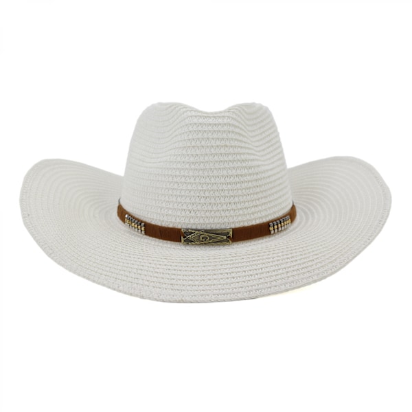 ##/Cowboyhat til kvinder og mænd, westernhat med bred skygge og strop##/