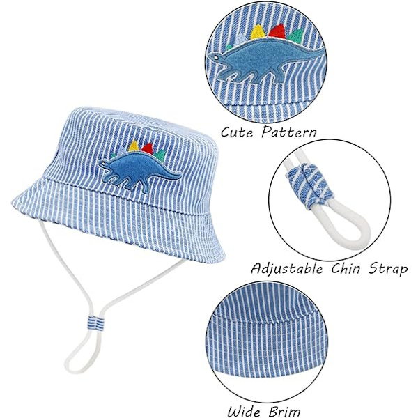 Barn Solhatt (52CM), Baby Strandhatt Pojk Flicka Fiskehatt, Bomull