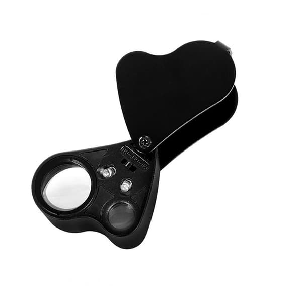 Juvelerlinse Glas Loupe 30X & 60X Forstørrelsesglas 2x LED Lys (sort)