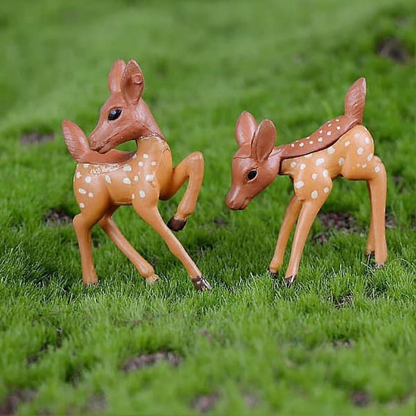 1/2 st Simulerad Hjort Figurin Modell Folkkonst Miniatyr Landskap Trädgårdsdekor Turn Head