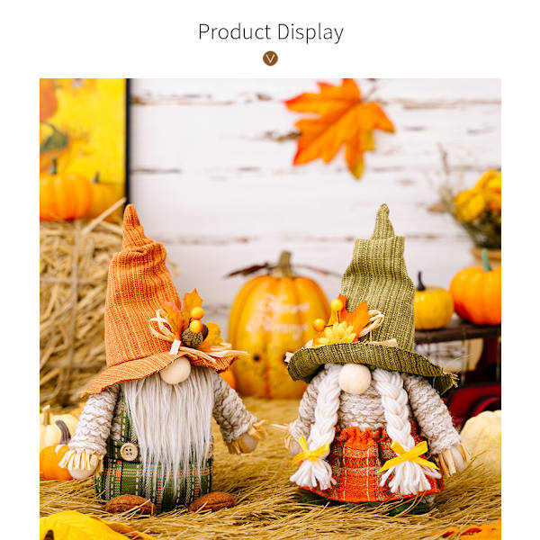 ##/Par gnomerfigurer Thanksgiving dekorasjonsartikler, høst##/