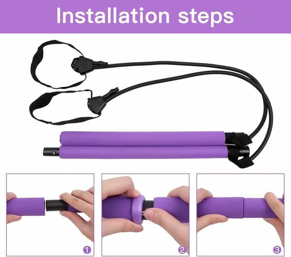 Lilla - 1 stk. Pilates-stang sæt med modstandsbånd, justerbar