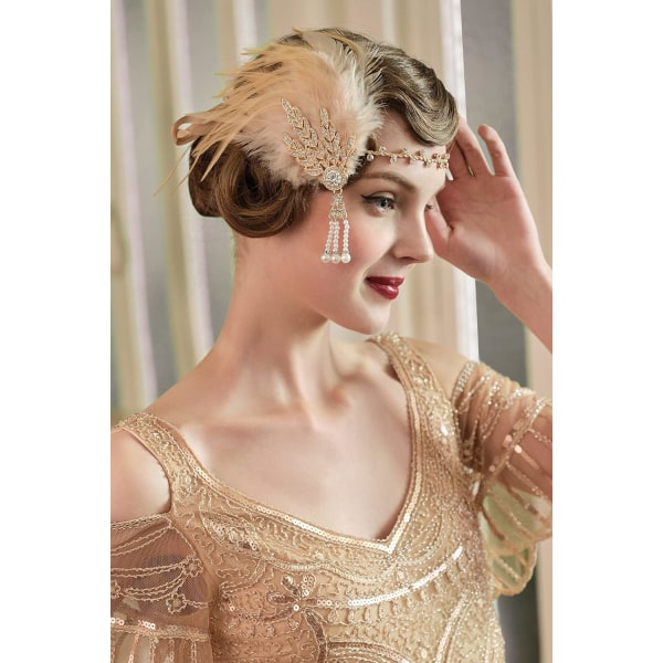 1920-luvun Gatsby-höyhenpannan höyhenkruunu Gatsby Flapper -lisävaruste