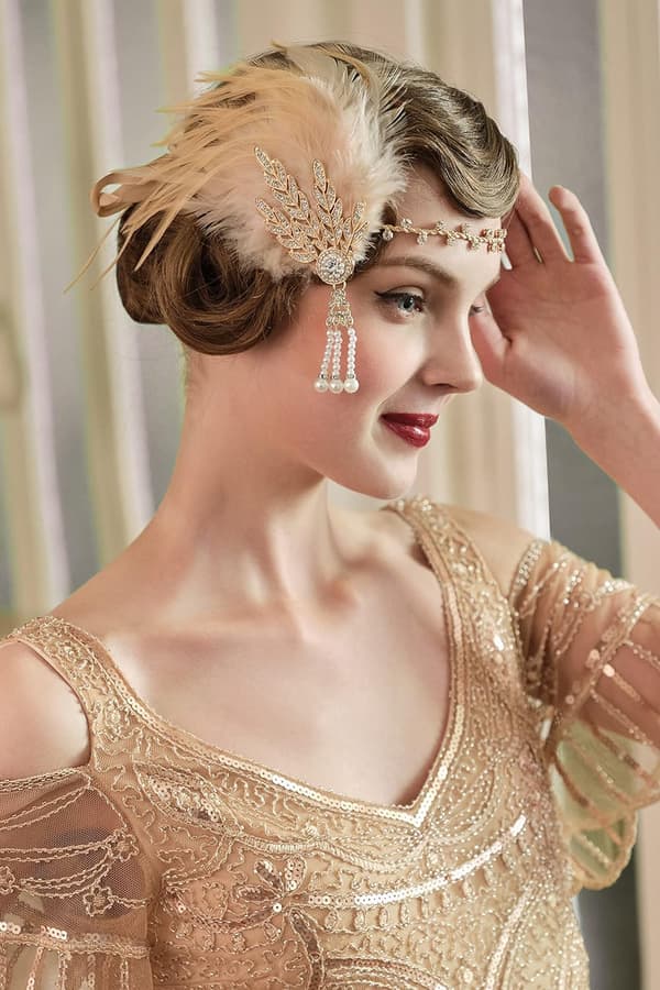 1920-talls Gatsby Fjærhodeband Fjærkrone Gatsby Flapper Tilbehør