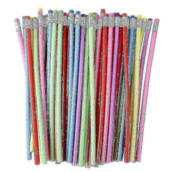 60 Stycken Böjbara Pennor Flexibla Mjuka Pennor Med Suddgummi, Färgglada