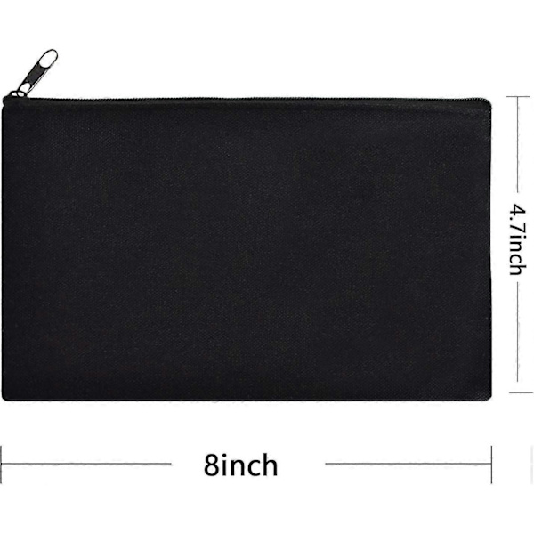 Canvas Väskor med Dragkedja, tomma Sminkväskor DIY Hantverksväskor Pennfodral 12 pack