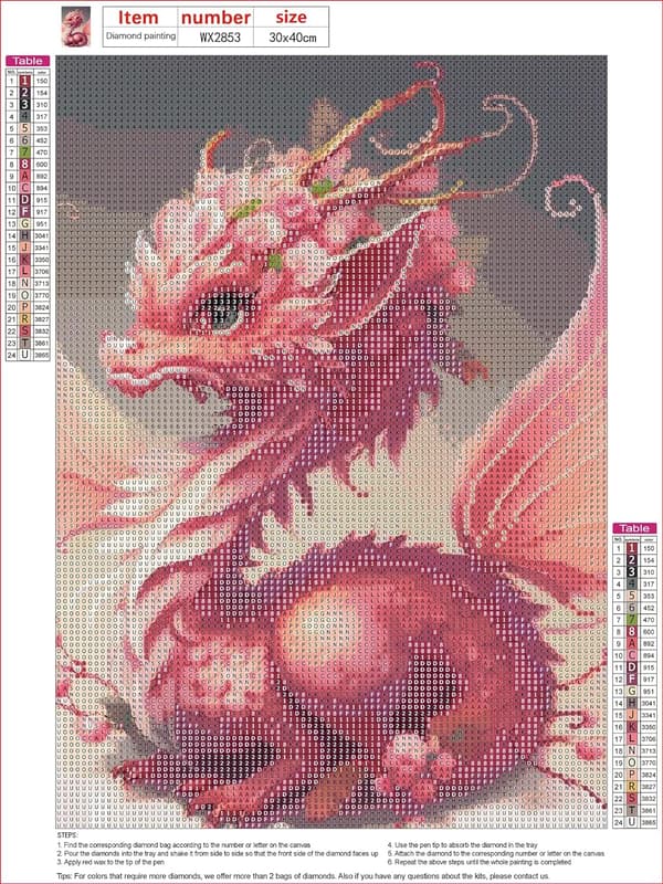 ##/5D diamantmålning-DIY-30x40cm-Rosa liten mytisk best##/