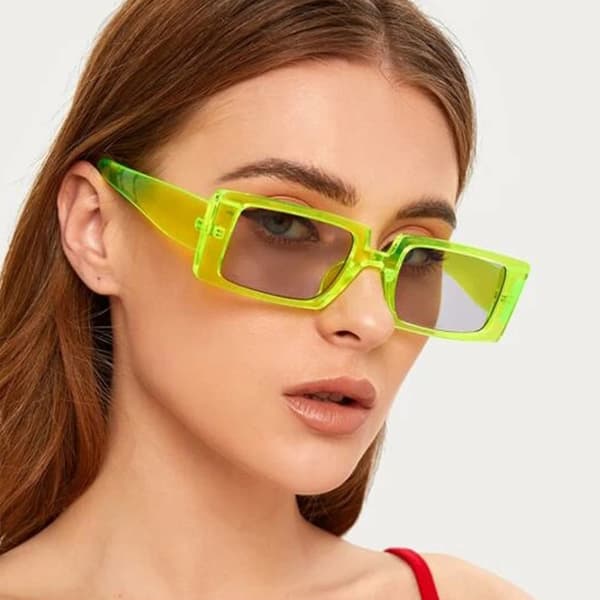 /#/Solglasögon Fluorescerande Gröna Solglasögon Catwalk Fyrkantiga Fest/#/