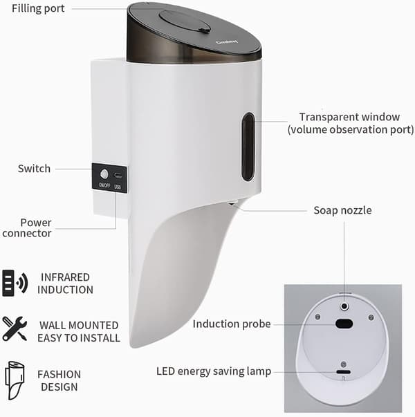 ##/700ml Automatisk Tvål Dispenser Väggmonterad Automatisk Tvål Dispenser##/