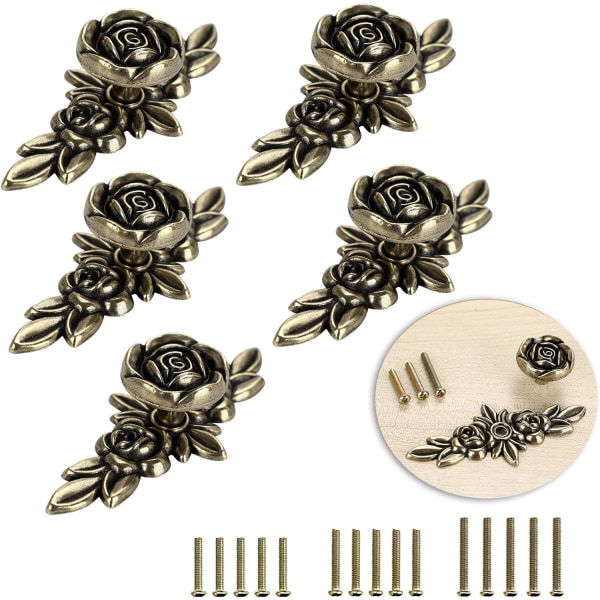 5 Pakk Rose Skapdører Knopper Trekkhåndtak for Skap Garderobe