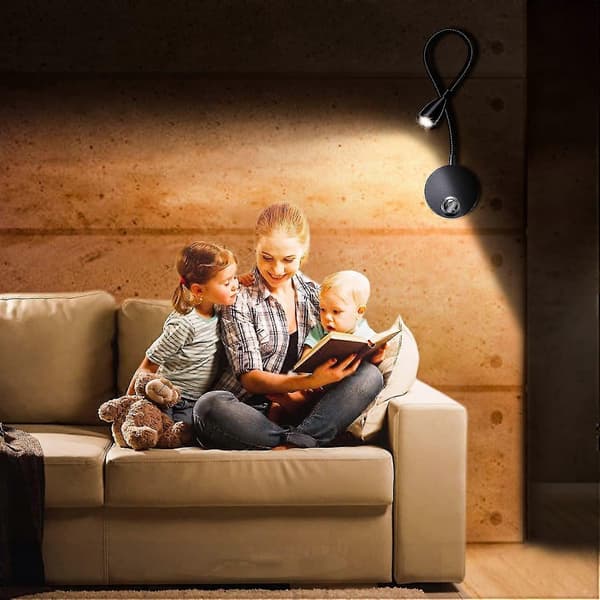 Sett med 2 nattbordslamper, LED, Svart