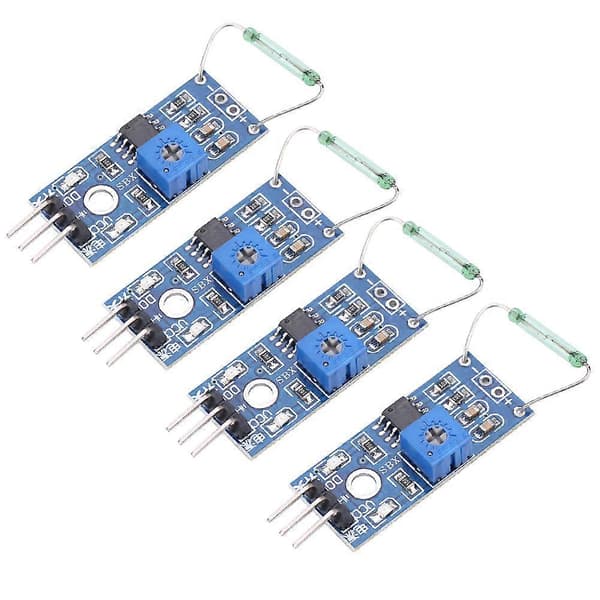 4 stk/sett Reed Sensor Magnetisk Bryter Modul Diy Kit Normalt Åpen