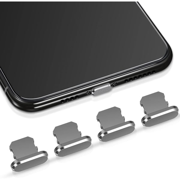 (Grå) 4 støvpropper kompatible med iPhone 11, 12 Anti-støv lading