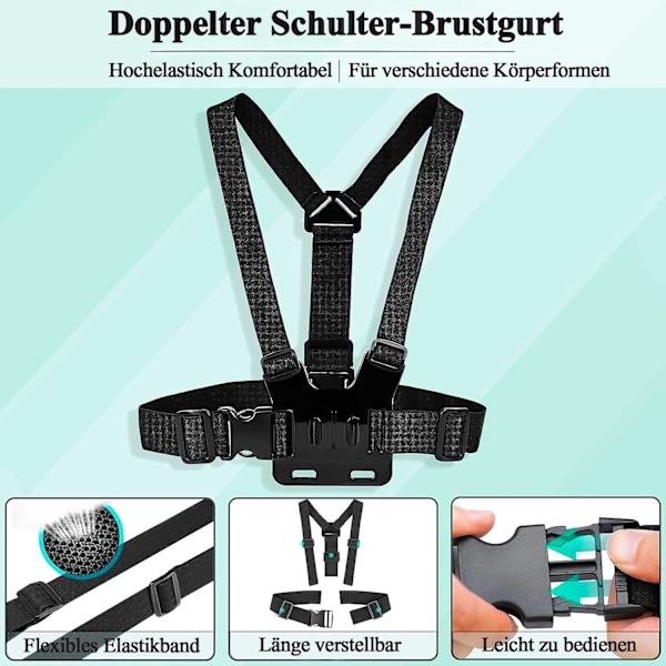 6-i-1 kit holder, kamera tilbehørssæt, brystrem holder, kompatibel holder