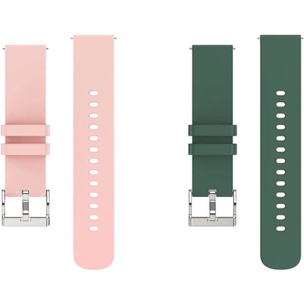 2 stk. (Pink + Blå) 20mm Udskiftningsrem til Smartwatch, Hudvenlig