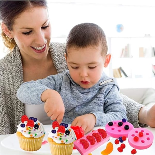 5 stk Frugt Silikonform Fondant Frugtformet Geleform, 3D Mini