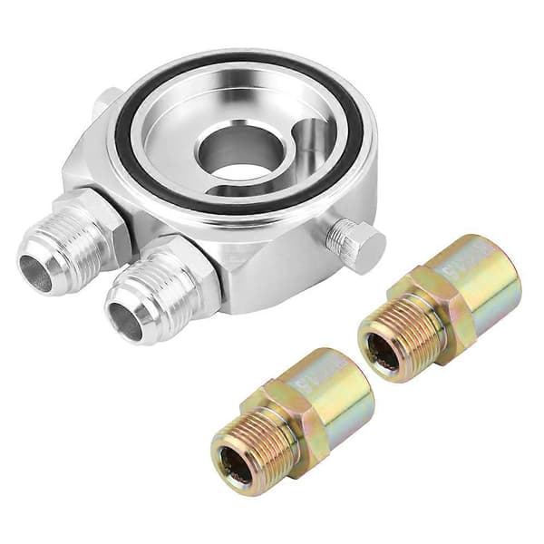 M20 x 1.5 Aluminium Olie Filter Køler Sandwich Plade Adapter 1/8 NPT Olie Køler Kit Sølv