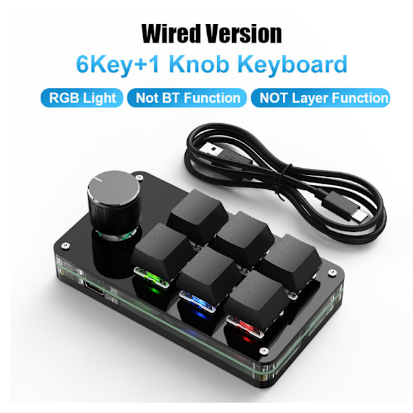 ##/Mini Macro Mekaniskt Speltangentbord 6 Tangenter Enhands USB PC-tangentbord med Programmerbara Knappgenvägar Anpassad Funktion för Windows för Vista##/