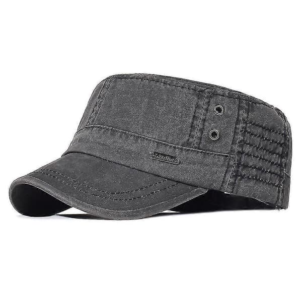Tvättade Militärkepsar i Bomull Herr Kadett Armékeps Unik Design Vintage Platt Hatt Blue
