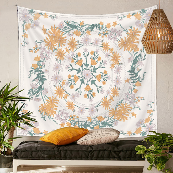 ##/150×200cm Bohemsk veggteppe - Knust gul blomst, veggteppe##/