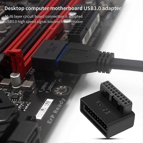Bundkort USB Konverter Nem Installation Tabsfri Transmission ABS USB3.0 19/20 Pin 90 Graders Adapter til Computer A