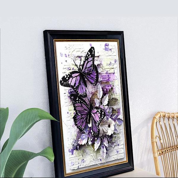 ##/30*40cm, 5D diamantmaleri kit, lilla sommerfugl##/