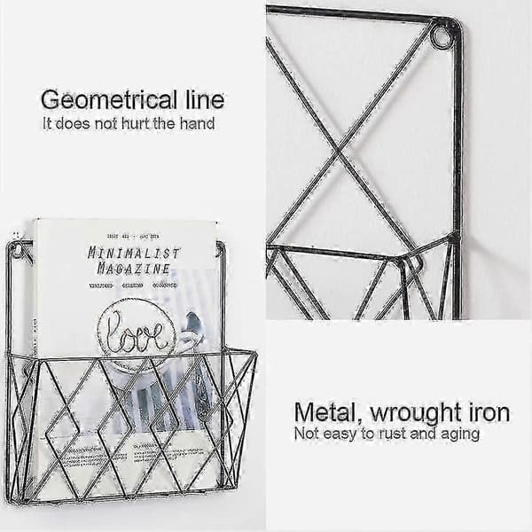 Riippuva lehtiteline metallinen lehtiteline, sanomalehtiteline seinälle asennettava lehtiteline 2 koukulla (musta)