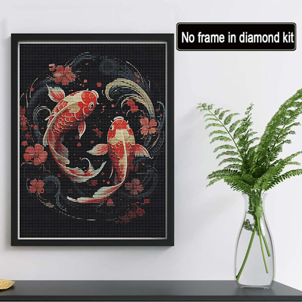 ##/5D diamantmålning-DIY-30x40cm-röd och vit koi##/