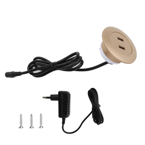 Dobbel USB2.0 Ladekontaktlader for Elektrisk Lenestol Sofa Husholdningsmøbler Deler Gull EU-plugg 100240V