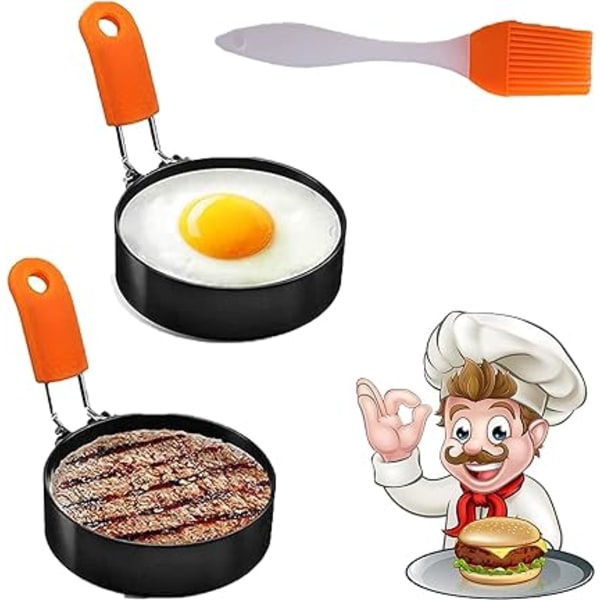 Ægring, 1 Pakke Rustfrit Stål Ægringforme med Anti-skoldning