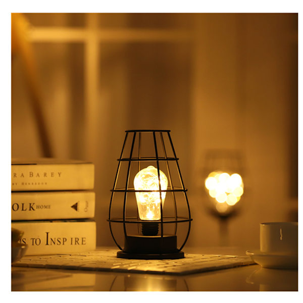 Bordlampe lavet af moderne sort jernwire - Bur-stil