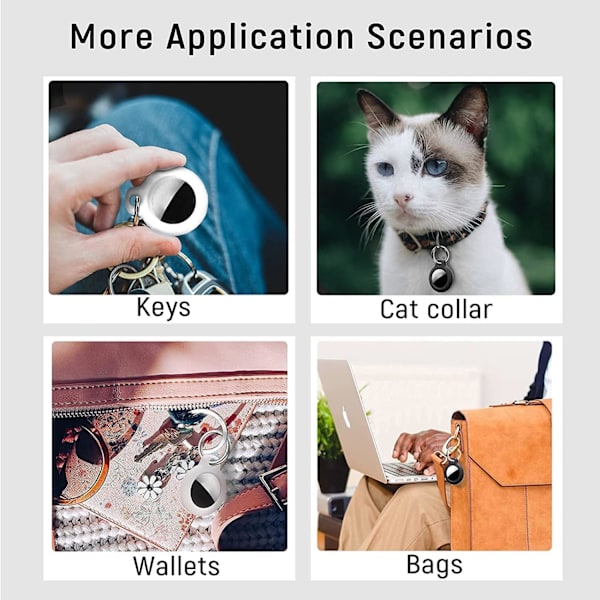4 kpl mustas/valkoisia suojakoteloita Apple AirTagille - Jäykät