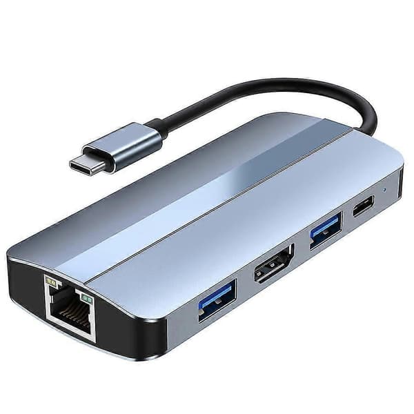Usb C Hub 8 I 1 Type C 3.1 Til 4k Adapter Med Rj45 Tf Kortleser Hurtiglading For Notebook Laptop