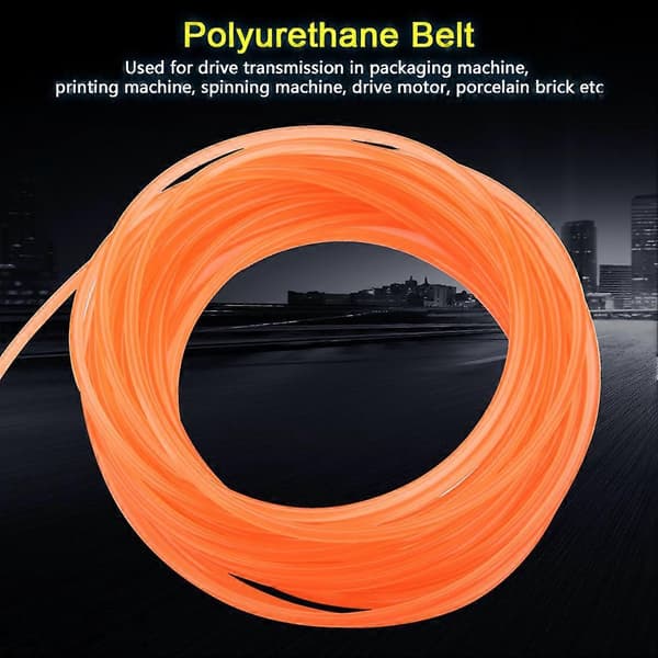 Oransje glatt PU polyuretan rundt belte for drivtransmisjon (6mm*10m)