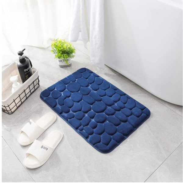 40x60CM Mørkeblå Indgangsmåtte Bademåtte i Memory Foam Hydrofil