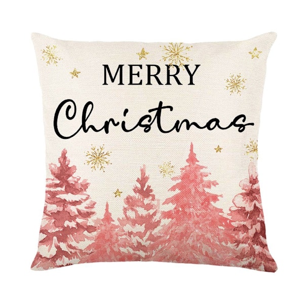 ##/(4 stycken) 4 stycken linne kvadratiska kuddfodral för jul säng soffa##/