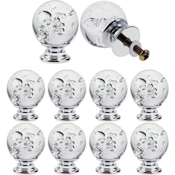10 Krystal Bubble kugle kabinetsdørgreb (hvid 30mm), hvid c