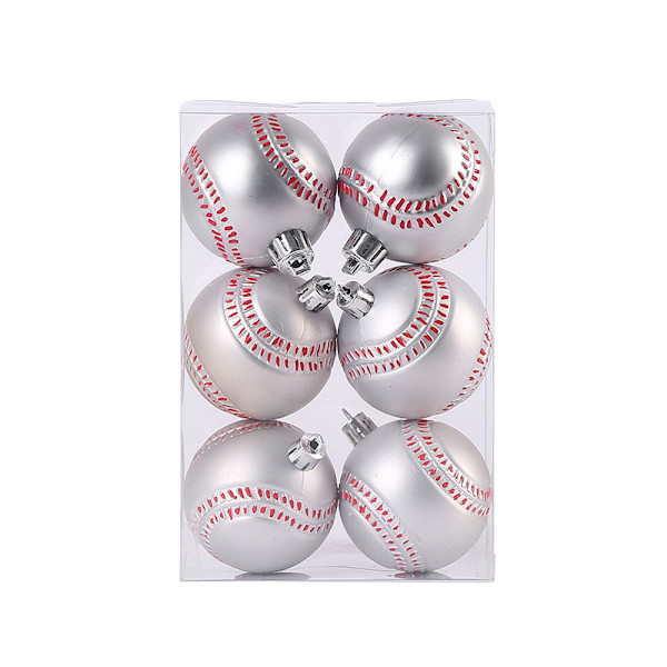 ##/6 st julgranskulor, 6 cm, baseboll##/