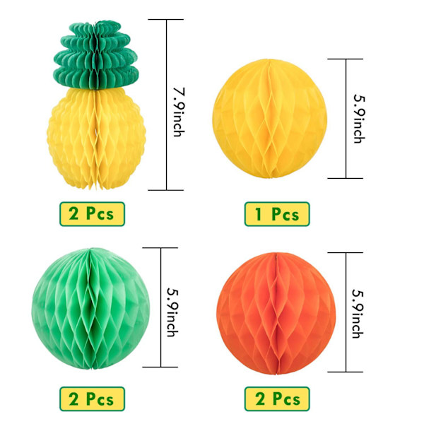 Grøn - Festdekorationer, 22 stk. Multifarvede Papir Pom Poms