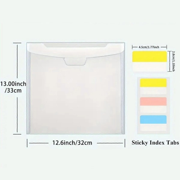 Kuvert Mappe Scrapbog Papir Organizer med Klæbende Indeksfaner Vandtæt Klar Dokument Organizer Opbevaringstaske 24PCS